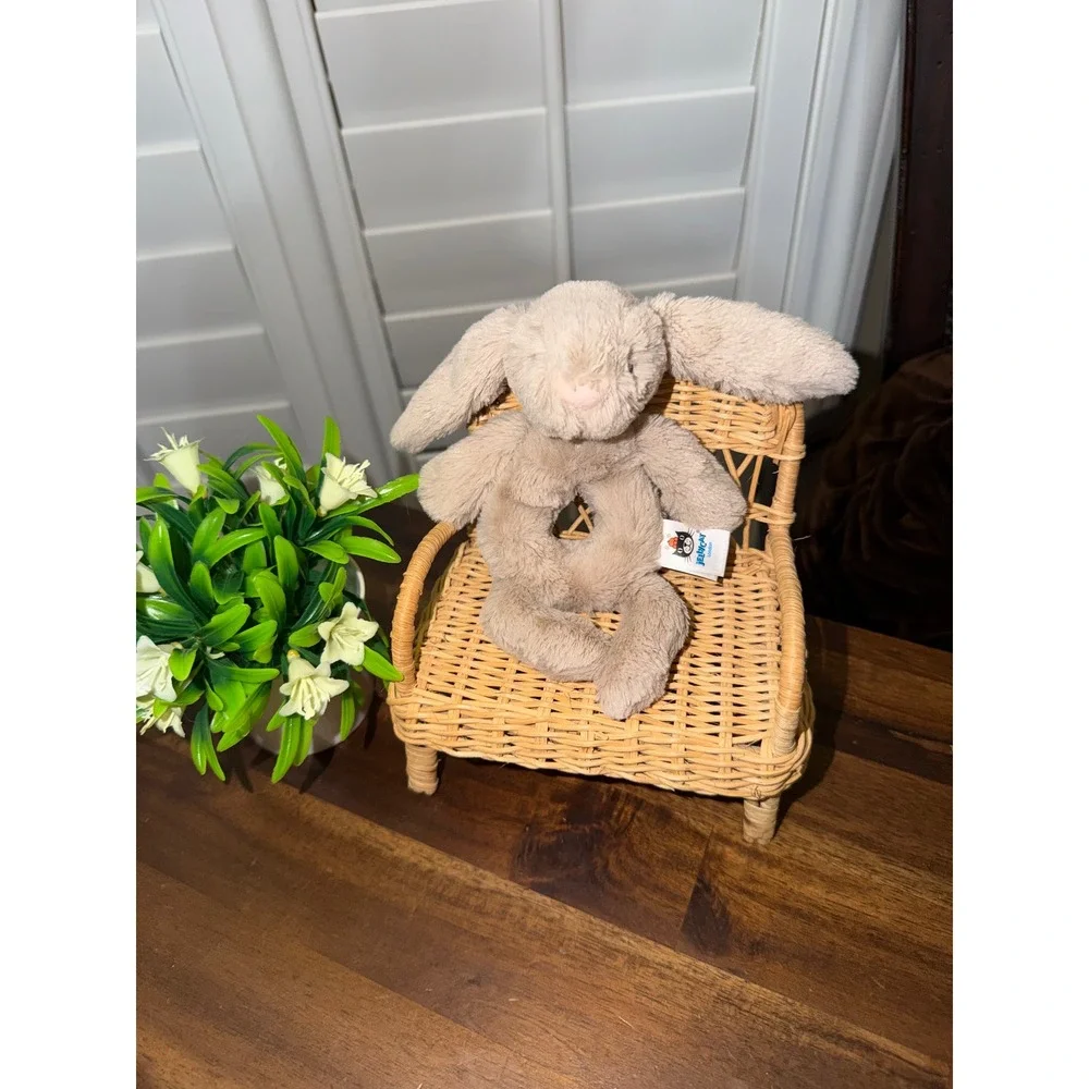 Jellycat Bashful Beige Bunny Ring Rattle Plush Baby Toy Soft Stuffed Animal
